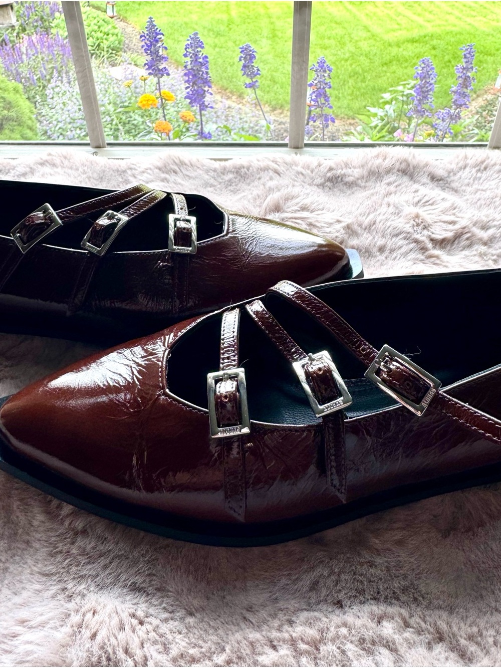 ALOHAS Brown Triple-Strap Pointed Mary Jane Loafers - Picture 3 of 5